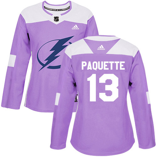 Adidas Tampa Bay Lightning 13 Cedric Paquette Purple Authentic Fights Cancer Women Stitched NHL Jersey